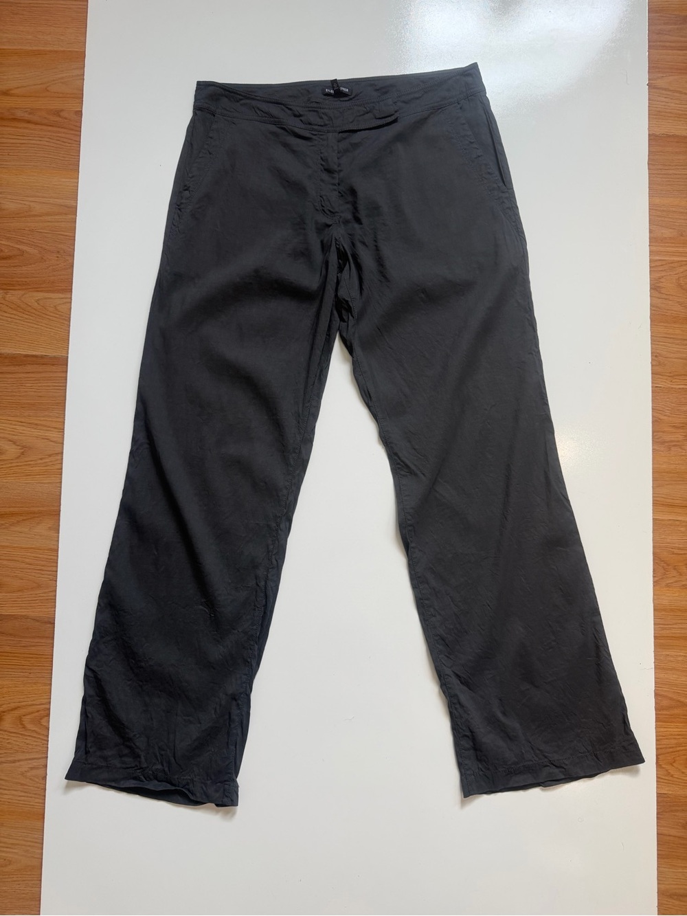 Eileen Fisher Linen Blend Straight Leg Pants Women 14 Minimalist Casual